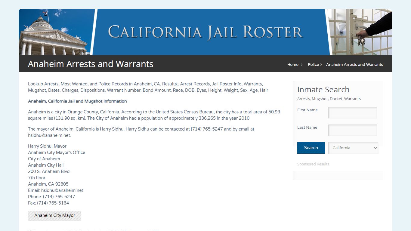 Anaheim Arrests and Warrants | Jail Roster Search