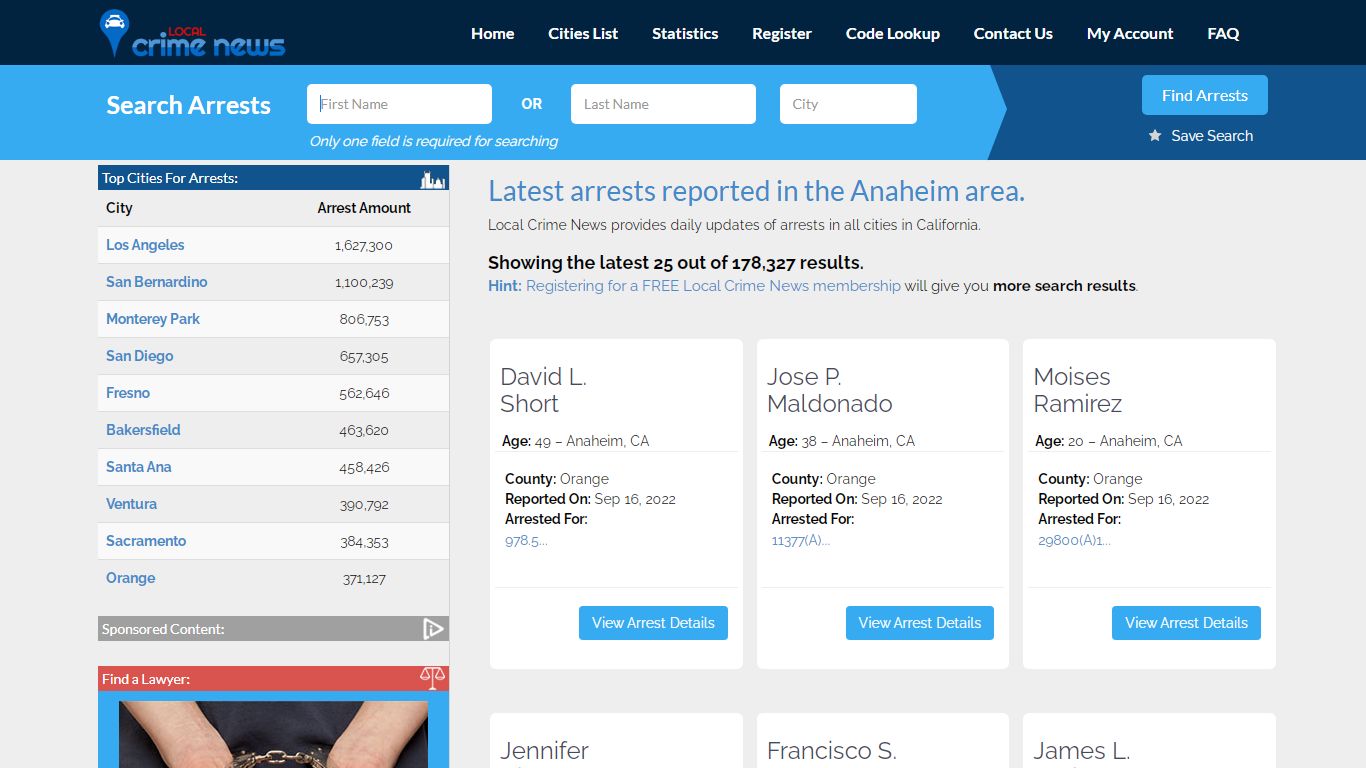 Anaheim California Arrest Records | Local Crime News